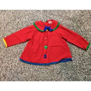 Vintage Buster Brown Girl’s Top Red 4T  Buttons A Apple Heart Two Primary Colors